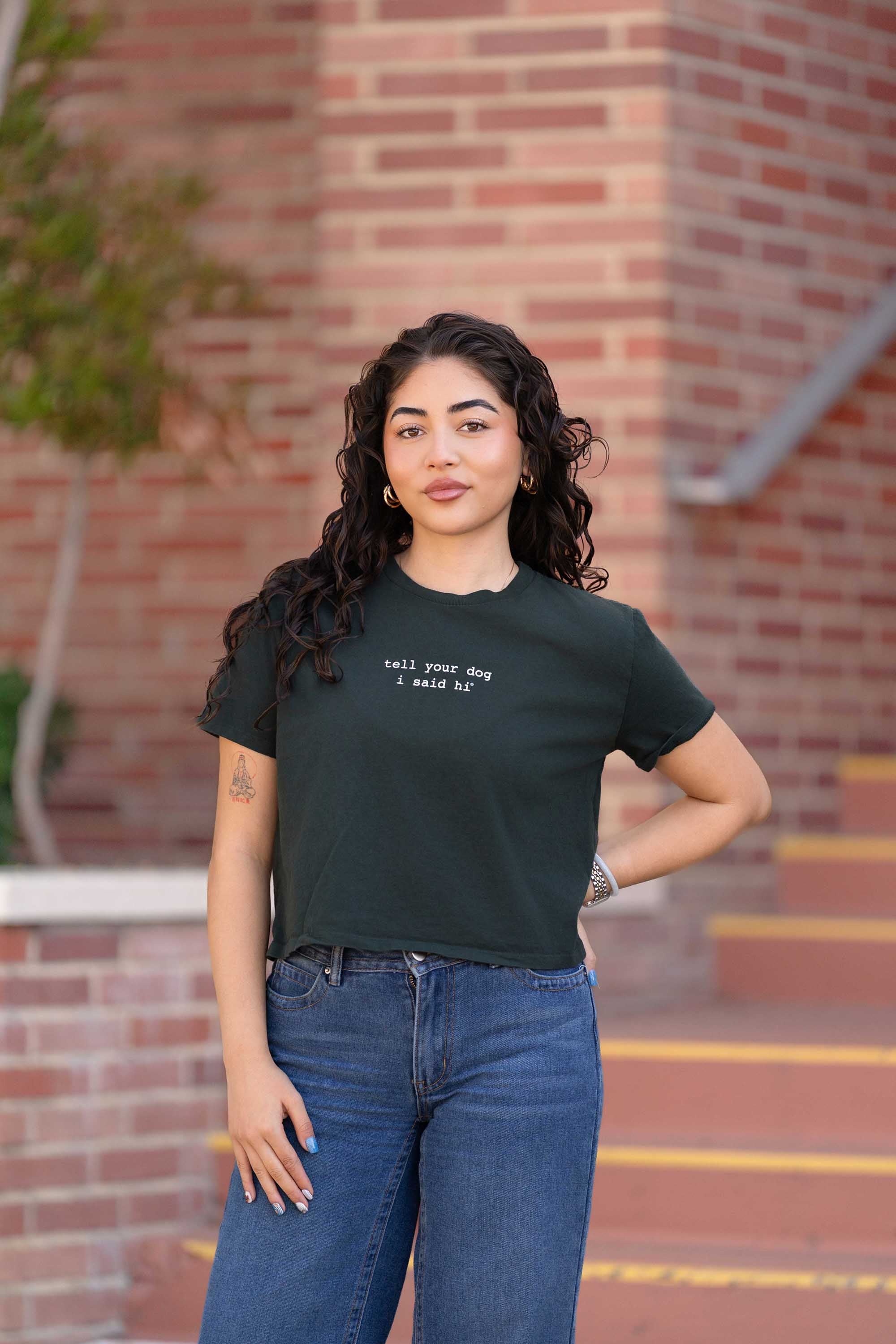 Classic Crop Tee - Dark Green - Image 3