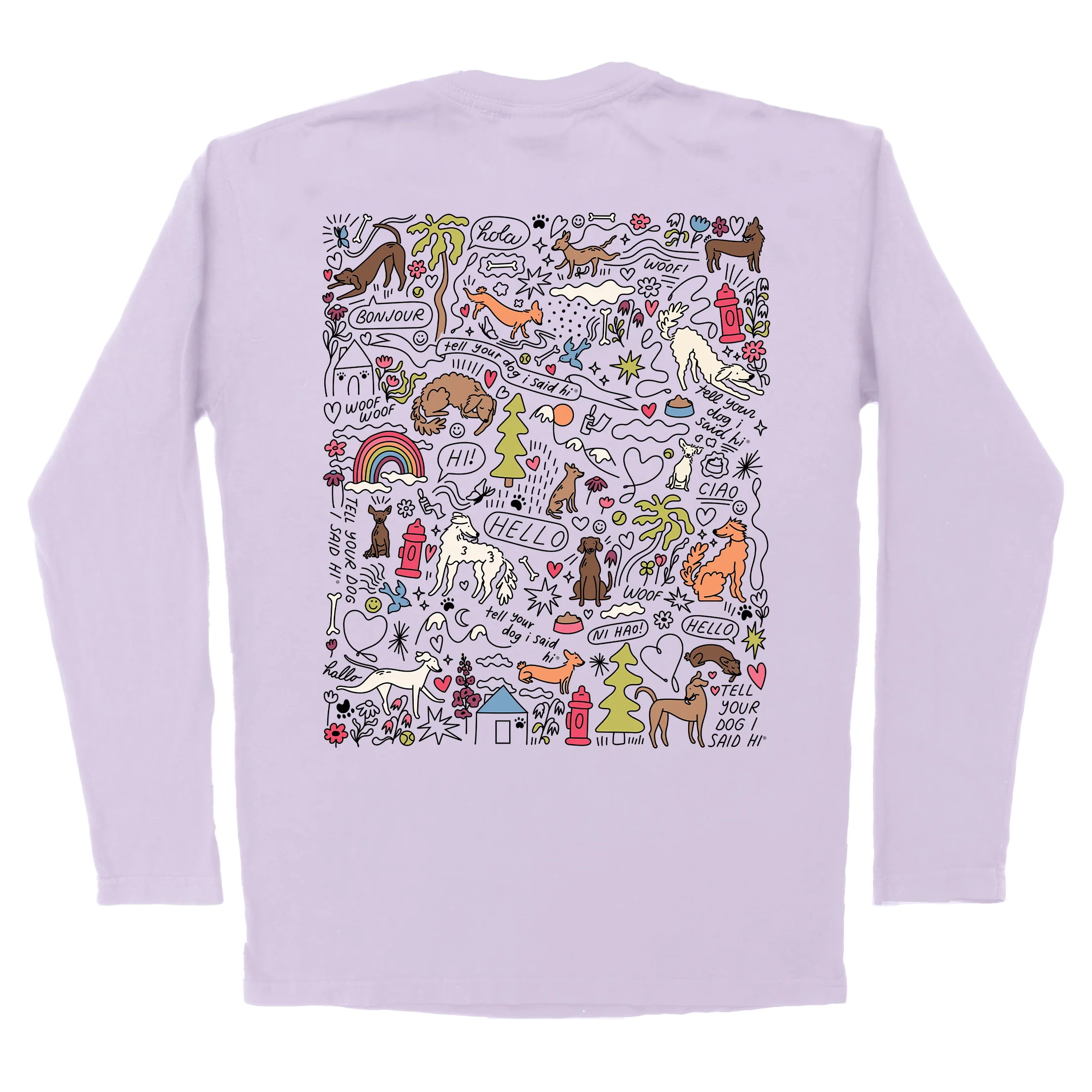 Community Doodle Long Sleeve Tee - Lavender - Image 3