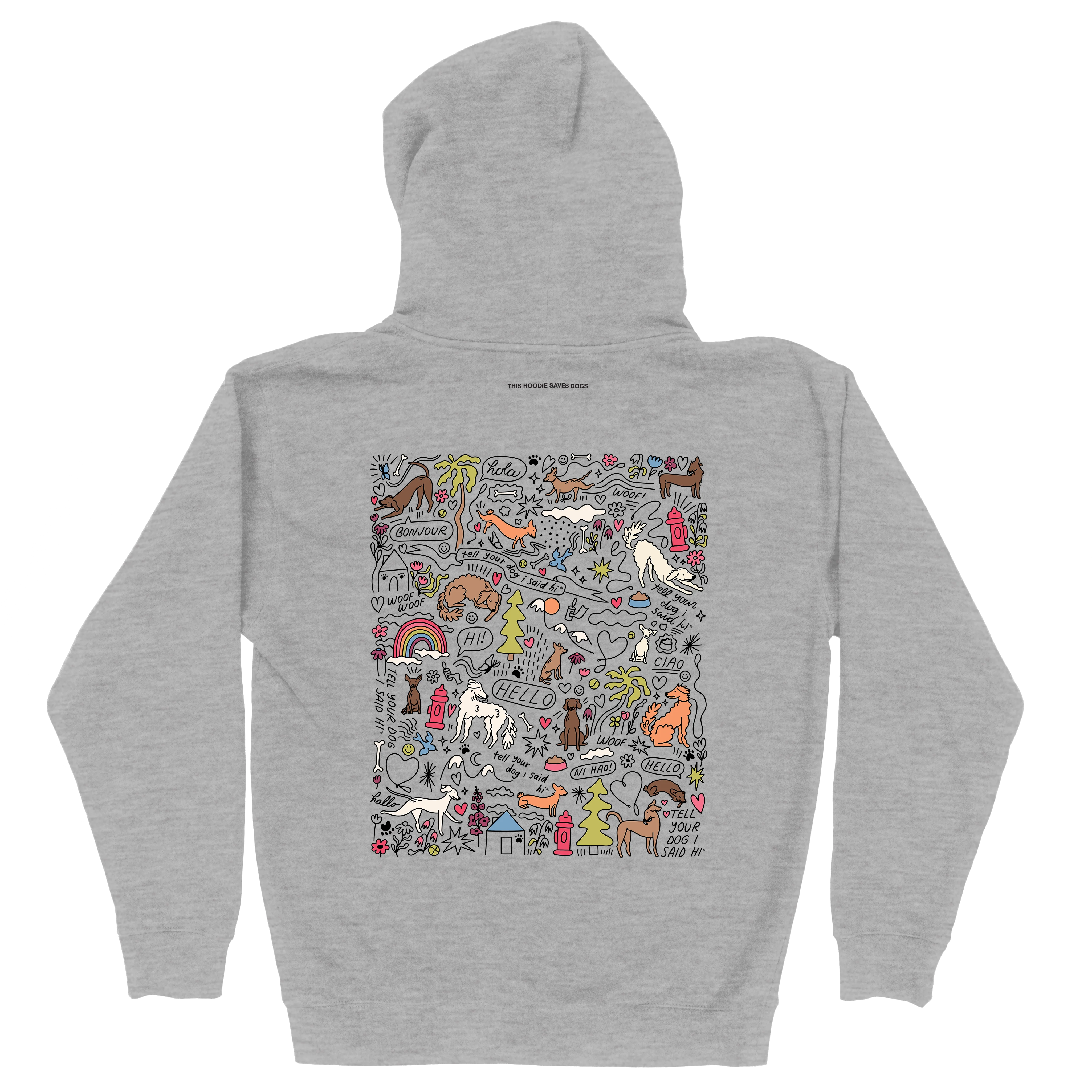 Community Doodle Zip Hoodie - Heather Grey - Image 3