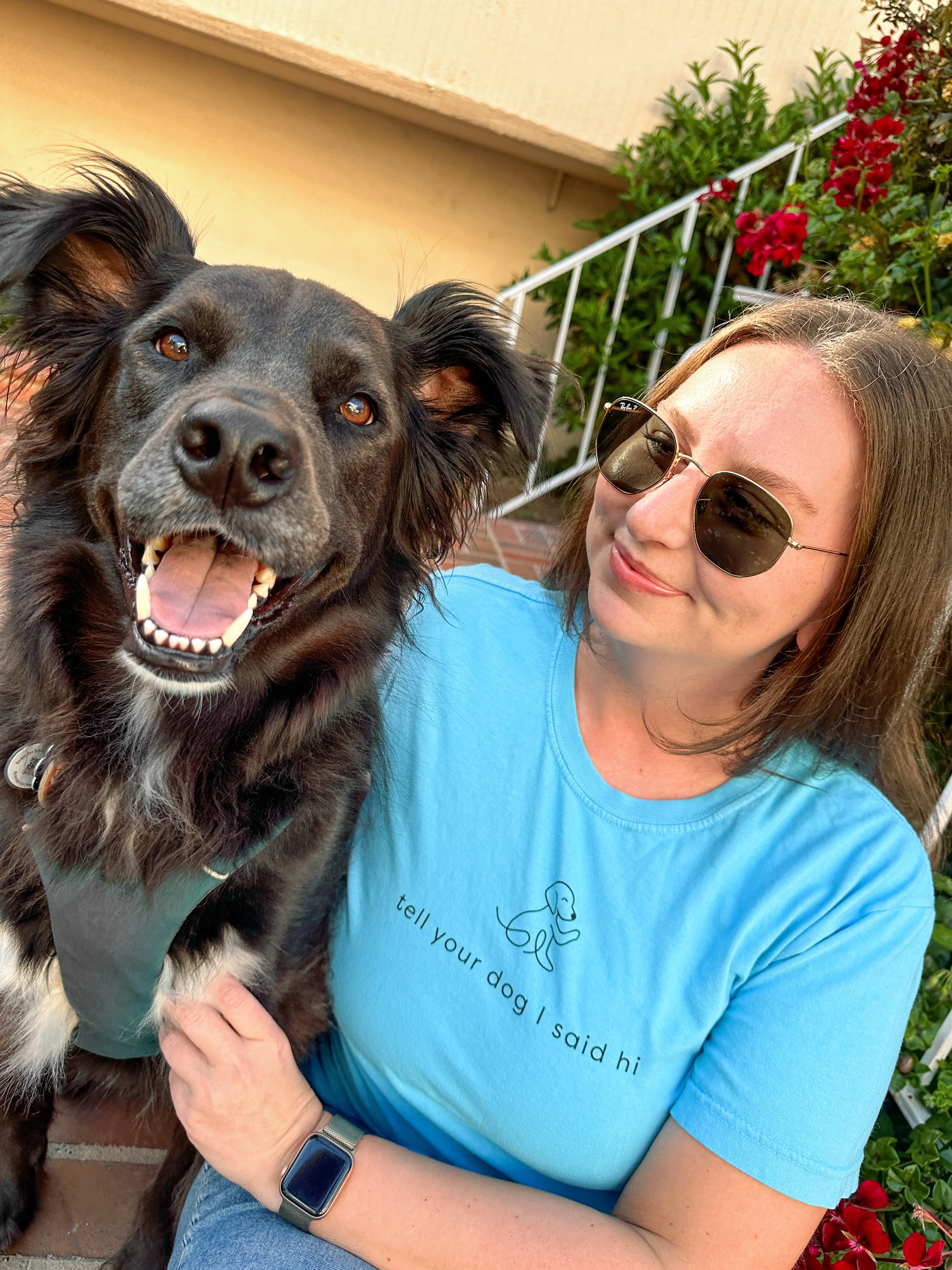 Waving Dog Tee - Light Blue - Image 3